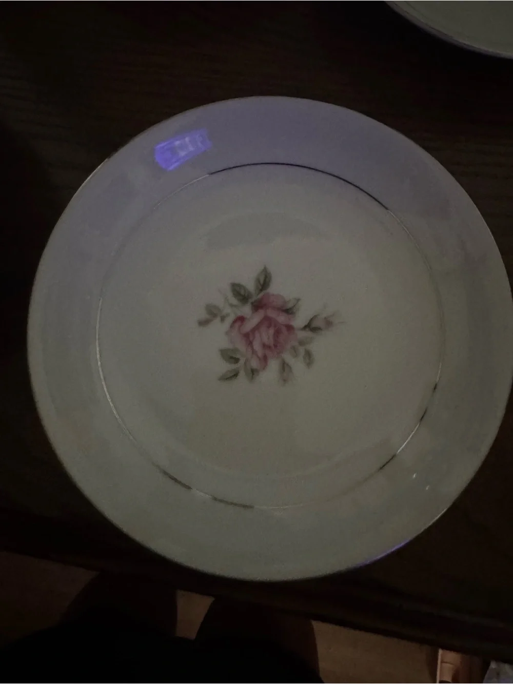 Classic Rose Porcelain Dinner Plate in Pink and White